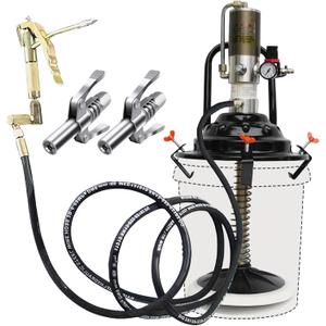 60:1 Portable Air-Operated Grease Pump for 5 Gallon Bucket, Grease Gun Coupler 2 PCS and 13 ft High Pressure Hose, 0.85L/Min, 34-48Mpa, Universal Fit, Vehicle Compatible (No Bucket)