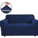 H.VERSAILTEX Stretch Couch Cover Loveseat Covers for 2 Cushion Couch Slipcover|Sofa Cover for Love seat 1 Piece, Textured Checked Jacquard Fabric(Loveseat 58'-70' Wide, Navy)