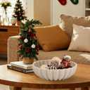 L'ARL GMVOI Large Decorative Bowl - Modern Handicraft Bowls for Home Decor - Fruit Bowl for Kitchen Counter - Key Bowl for Entryway Table - Ruffle Centerpiece Bowl Decor,Artificial Stone Beige