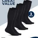 Pembrook Cotton Light Compression Socks for Women & Men - 3 Pairs | 8-15 mmHg Comfort Compression Socks for Men & Women, L