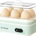 Evoloop Rapid Egg Cooker Electric 6 Eggs Capacity, Soft, Medium, Hard Boiled, Poacher, Omelet Maker Egg Poacher With Auto Shut-Off, BPA Free (Retro Green)
