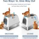 Stainless Steel Top Entry Litter Box with Dog-Proof, Hooded Stainless Steel Litter Box with Filter Lid & Scoop for Low Tracking, Enclosed Cat Litter Boxes for Anti-Leakage Metal Litter Pan