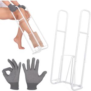 Upgraded Extra-Large Compression Sock Aid Device - Sock Aids for Compression Stocking - Helper Device for Putting on Hosiery - 14 in or More (White)