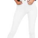 Hybrid & Company Womens Classic Denim Mid Rise Skinny Jeans Super Stretch Pants (24 Plus, High Waist White)