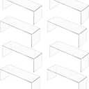 Aminigram 8 Pack Large Acrylic Risers Display Stands, Perfume Organizer Stand, Clear Acrylic Shelf for Show Display, Toys, Cupcake, Dorm, Classroom, Livingroom Decor and More(12.4 x 4 x 4.6 inches)