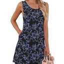 AUSELILY Women's Summer Dress Sleeveless Floral Mini Dresses with Pockets Bohemian Dress 2025 New (Large, 02-pink Flower)