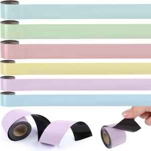 6 Pcs 49 ft Magnetic Borders for Classroom Pastel Bulletin Board Borders Magnetic Die Cut Border Trim Pastel Rainbow Wall Decals Border for School Classroom Offices Home Boards (Neutral)