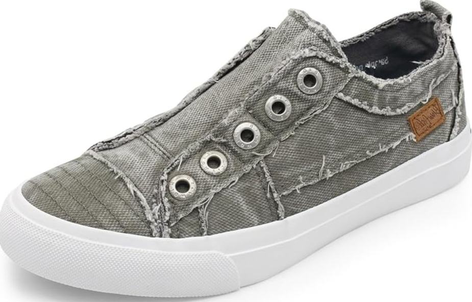 Blowfish Women's Play Malibu Fashion Sneakers Sweet Grey Smoked 16oz Canvas Size 6 US