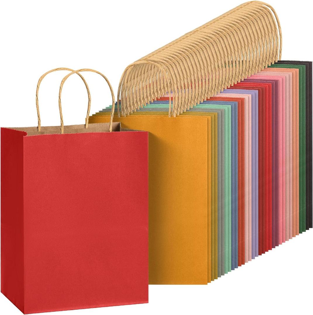 Mr. Pen- Paper Gift Bags with Handles, 32 Pack, 7.6" x 4.7" x 10.6", Medium Kraft Easter Gift Bags with Handles Bulk, Ideal for Gifts, Weddings, Baby Showers, Birthdays, Shopping, Party Favor (Multicolor)