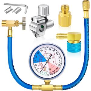 Refrigerator Freon Recharge Kit, R134a Refrigerant Recharge Kit, Fridge Recharge Kit, with 1 BPV31 Bullet Piercing Tap Valve, 1 R134a Self-Sealing Adapter, for Home AC Refrigerant System (Style 2)