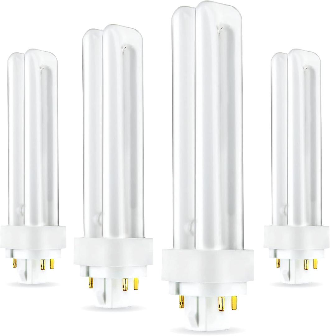 (4 Pack) PLC-18W 865, 4 Pin G24q-2, 18 Watt Double Tube, Compact Fluorescent Light Bulb, Replaces Sylvania CF18DD/E/865 and Philips - PL-C 18W/865/4P/ALTO