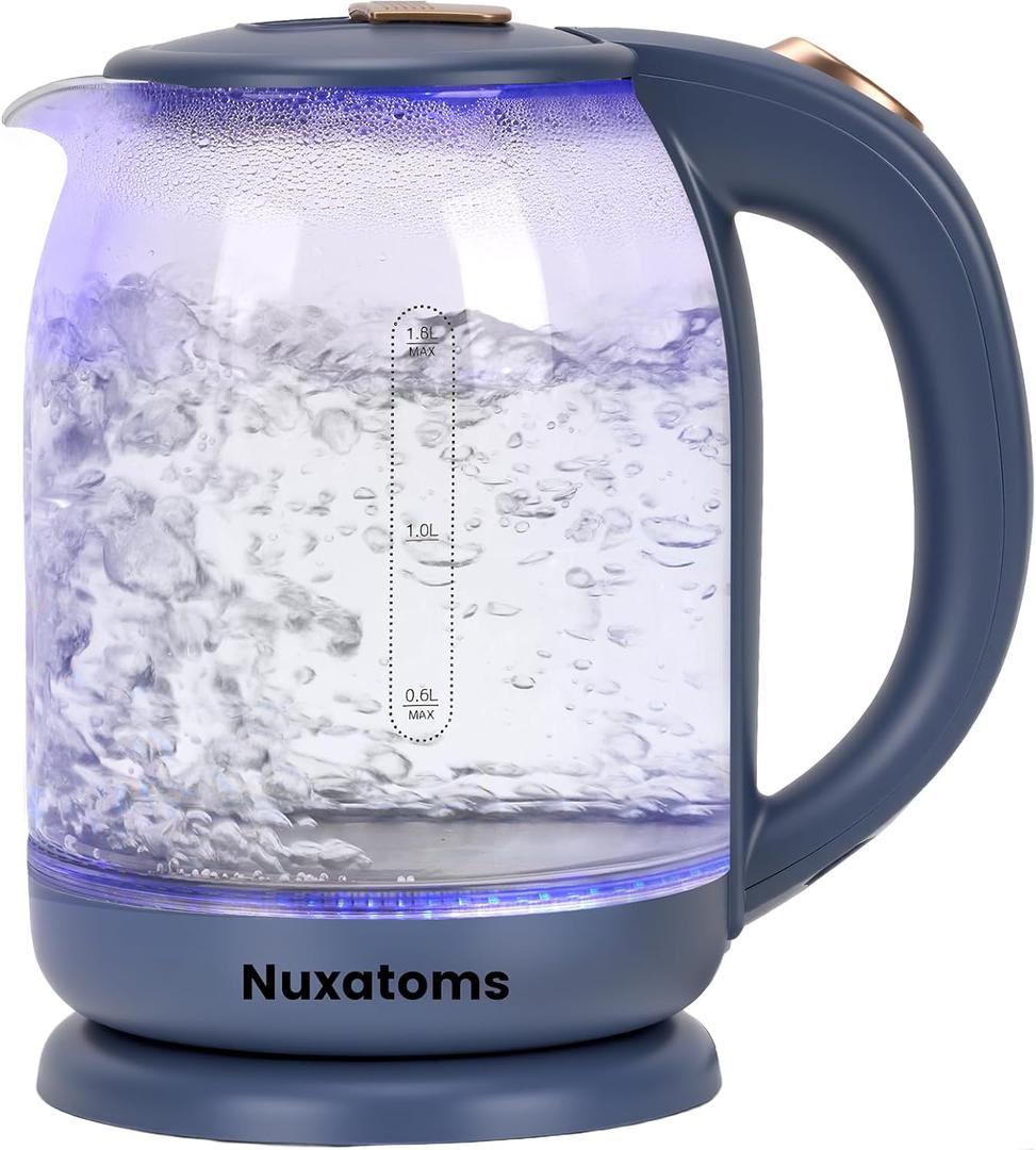 Glass Electric Kettle, No Plastic Contact With Water, 1.8L Electric Tea Pot, Automatic Shut-off, Borosilicate glass Visual Boiling, Water Heater & Teapot Perfect For Tea & Coffee
