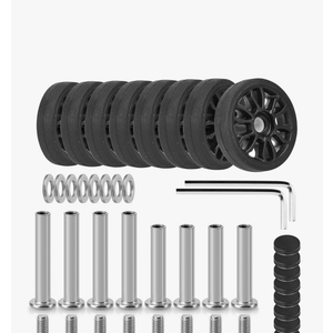 Domiella 8 PCs 1.97in / 50mm Luggage Wheels Replacement, Smooth Swivel Caster Wheels, Wear-Resistant Rubber Suitcase Trolley Wheels Repair Kit.
