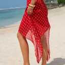 EXLURA Women Summer Boho Skirts Polka Dot Asymmetrical Midi Skirts Red (Red, XS)