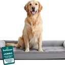 Furhaven Orthopedic Dog Bed for Large Dogs w/ Removable Bolsters & Washable Cover, For Dogs Up to 95 lbs - Plush & Suede Sofa - Gray, Jumbo/XL