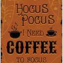 Halloween Decorations Hocus Pocus I Need Coffee To Focus Orange Metal Tin Signs Vintage Halloween Retro Art Poster Home Decor Kitchen Bar Cafe Porch Patio Yard Outdoor 12x8 Inch Hanging Plaque