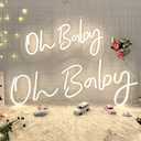 DIVATLA 38"x15" Large Oh Baby Sign for Backdrop - Oh Baby Neon Sign Dimmable Light Up Sign for Gender Reveal, Wedding, Birthday Party Bedroom Wall Decor