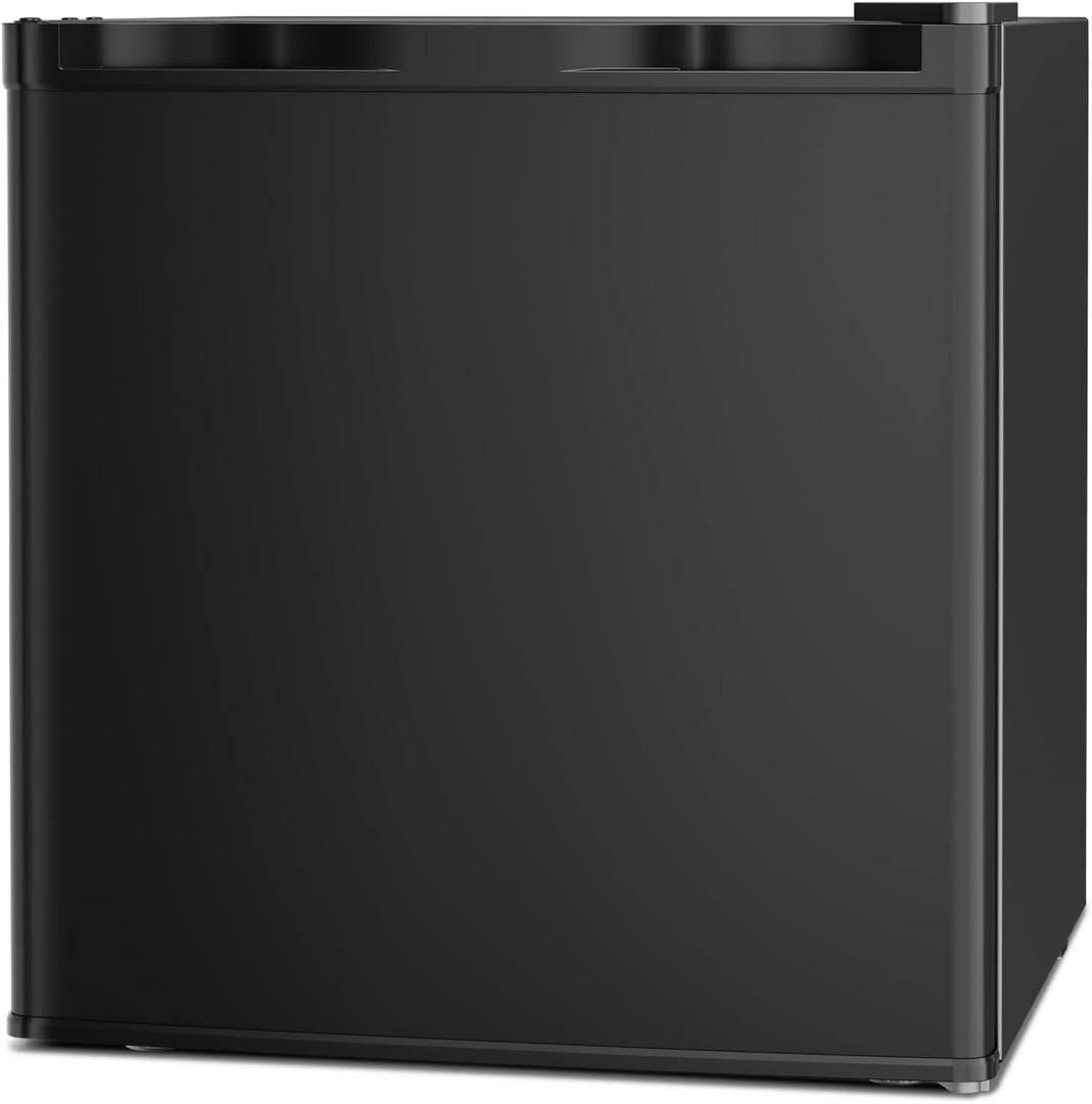 Antarctic Star Mini Fridge with Freezer, Rated 1.6 cu. ft, Small Upright Refrigerator with Removable Shelves, 7 Adjustable Thermostat, Low Noise for Bedroom/Apartment/Office,Black
