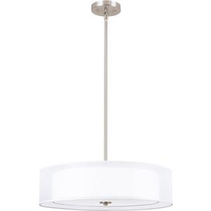 Kira Home Lindos 20" Modern 3-Light Double Drum Chandelier + Glass Diffuser, Stem-Hung with Adjustable Height, Brushed Nickel Finish