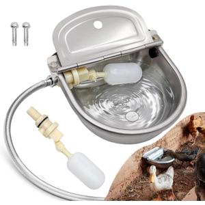 Automatic Water Dispenser for Dog Water Bowl Dispenser Large Size Stainless-Steel Waterer Feeder Self Filling Water Trough for Poultry and Livestock (Stainless Steel, Large)