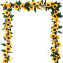 Lvydec 4 Pack Artificial Sunflower Garland - Silk Sunflower Vine Artificial Flowers Garland with Green Leaves for Wedding Party Table Decoration