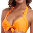 Ocean Blues Women's Push Up Bikini Top Halter Swimsuit Top (Orange, L)