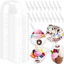 MEEZY 50 Set Baseball Helmet Ice Cream Bowls with 25 Mini Dessert Cups and 25 Spoons, 8oz Reusable Baseball Cap Snack Dessert Cup Bowls Baseball Party Favors for Kids Sports Birthday Party Supplies
