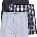 Calvin Klein Men's Multicolor Underwear Cotton Classics 3-Pack Woven Boxer, Tide/ Morgan Plaid, Tide/ Montague Stripe, Tide, Medium