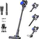 OLIXIS Cordless Vacuum Cleaner, Rechargeable Upright Cleaner with Flexible Steering, Extendable Wand, LED Headlight, 3 Brushes & Wall Mount, Handheld Vacuum for Hardwood Floor Home Cleaning