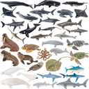 THINKBAY 36PCS Sea Animal Toys with Shark, Whale, Octopus & Other Ocean Animal FigurinesToys for Kids, Ocean Theme Cake Toppers Party Favors Birthday Gift for Boys Girls