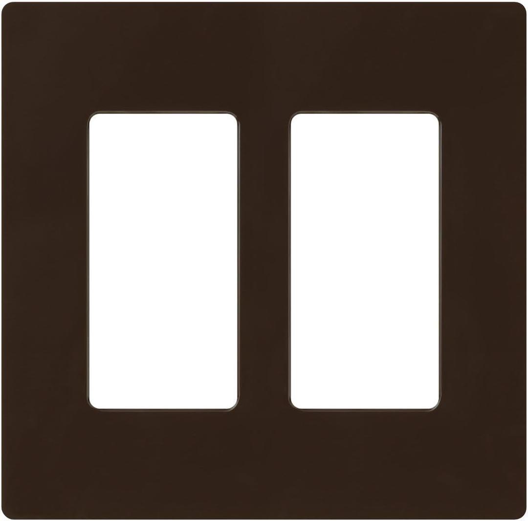Lutron Claro Light Switch Cover Plate, 2 Gang Wallplate, for Decorator Light Switches, Rocker Light Switch Cover, Outlet Cover, Screwless Switch Plate Cover, Gloss, CW-2-BR, Brown