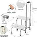 Kigley Adjustable Step Stool with Handle and Non Skid Platform 2 Steps Medical Foot Stool Multi Functional Step Ladder Heavy Duty Holds 300 Lbs Easy Installation Bed Stairs for Adults Elderly Handicap