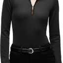 HUDSON womens Long Sleeve Hook & Eye Bodysuit Black, XS