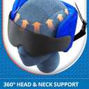 SARISUN Travel Pillows for Airplanes, Airplane Pillow with 3D Eye Mask for Sleeping, 360 Support Headrest for Long Flight, Road Trip, Stop Bobblehead Travel Essential Airplane Sleep Head Strap, Blue