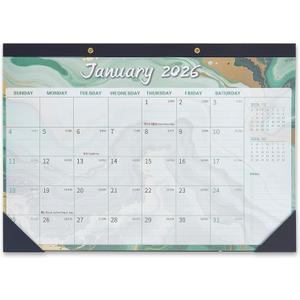 2 x Desk Calendar 2026 Large 17" x 12"- Jan 2026 to June 2027, Marble Design 18 Months Monthly Calendar, PP Cover Wall Calendar 2026 for Office, Classroom & Home