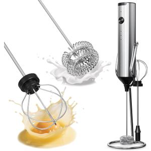 SOUTHMAN Milk Frother Handheld Foamer with Stainless Steel Stand, 3 Speeds Control, Electric Milk Frother Rechargeable Coffee Whisk, Drink Mixer for Latte, Cappuccino