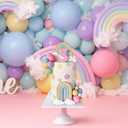 38Pcs Rainbow Cake Topper Boho Groovy Hippie Cake Decorations Pastel Balls Daisy Flower Cake Toppers for Retro Hippie Party Girl Birthday Party Groovy Bohemian Rainbow Wedding Party Supplies