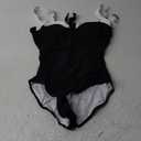 B2prity Women's Underwire One Piece Swimsuits Tummy Control Bathing Suits Push Up Swim Suit Color Block Swimwear (Medium, Black, White)