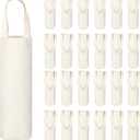 Hoolerry 24 Pcs Canvas Wine Bag with Handle 12 Inch Burlap Sublimation Blank Bottle Gift Tote Reusable Washable Wine Carrier Tote Purse Carrier for Travel Weddings Christmas Holiday Birthdays Party