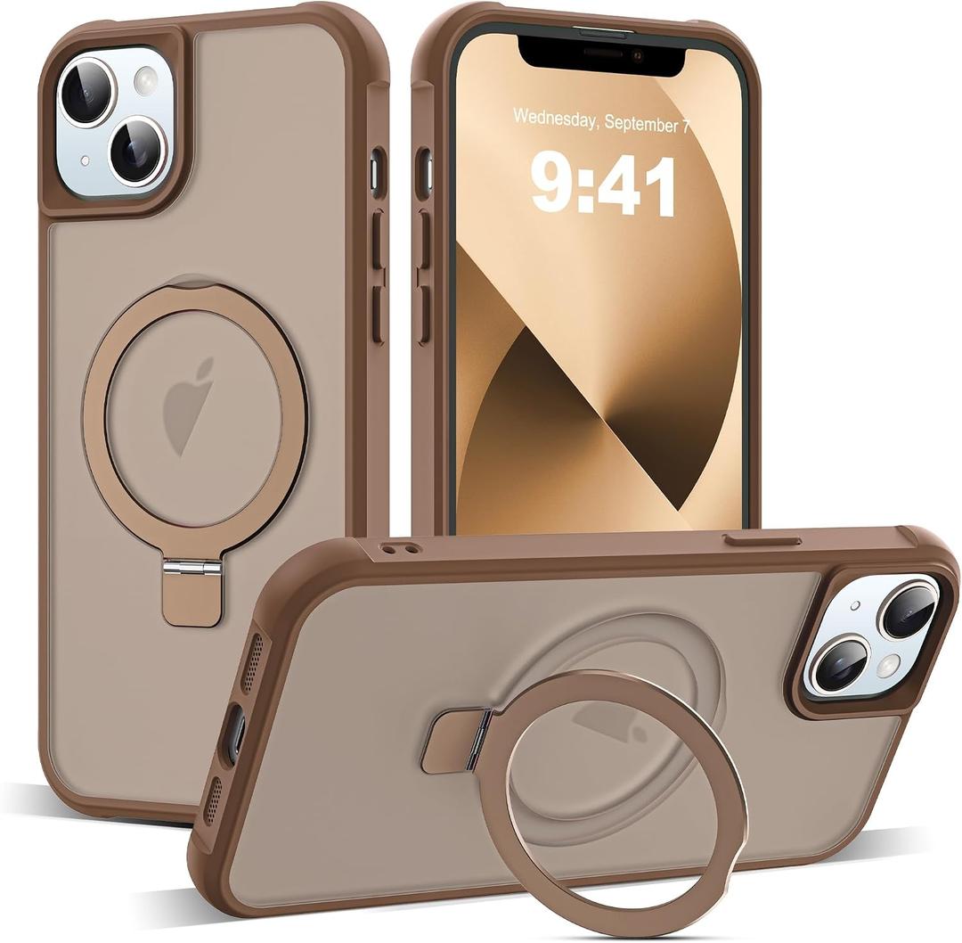 SKYLMW Compatible with iPhone 13/14 Case with Stand,Desert Brown