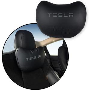 Car Headrest Neck Pillow Support Memory Foam Ergonomic Design Accessory for Driving Seat Fatigue Relief Compatible with Tesla Model S X 3 Y & Cybertruck - 1 Piece (Black Version 2)