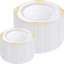 200PCS White and Gold Plates - Gold Plastic Plates - Fancy Disposable Plate - Gorgeous 10inch Dinner & 7.25 inch Dessert Plate for 100 Guests for Wedding & Party