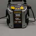 STANLEY J5C09 Portable Power Station Jump Starter 1000 Peak Amp Battery Booster, 120 PSI Air Compressor, USB Port, Battery Clamps