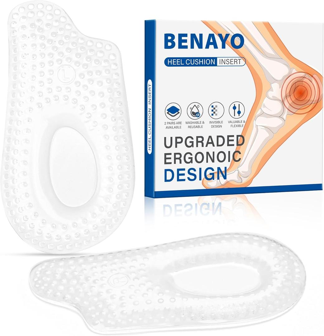 2Pairs Plantar Fasciitis Heel Cups Inserts,Heel Cushions for Plantar Fasciitis,Heel Pain,Shock Absorption Orthotic Inserts for Relieves Foot Pressure.