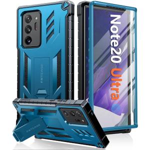 FNTCASE for Samsung Galaxy Note-20-Ultra Case: Military Grade Drop Proof Protection Phone Cover with Kickstand | Heavy Duty Shockproof Matte Textured Note20 Ultra 4G 5G Cases - 6.9 Inches Blue