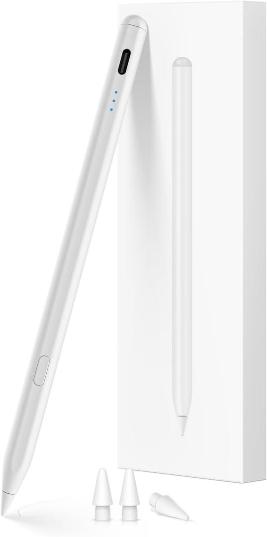 Stylus Pen for ipad 2018-2025, USB-C Fast Charging Pencil, Pixel-Perfect Tilt Sensitivity for iPad 11/10/9/8/7/6/A16, iPad Mini 7/6/5, iPad Air M3/M2 11"/13"/5/4/3, iPad Pro M4 13"/12.9/11 (Milk White)