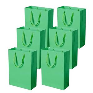 Pack of 2, Pikalon 6 pcs Neon Green Gift Bags with Handles, Large 9.84"x4.33"x14.17" Bright Color Gift Wrap Paper Bag Party Favor Bag Boutique Retail Bags for Wedding Birthday Baby Shower Wedding Welcome Party Supplies (Green, 9.84x4.33x14.17 Inches)