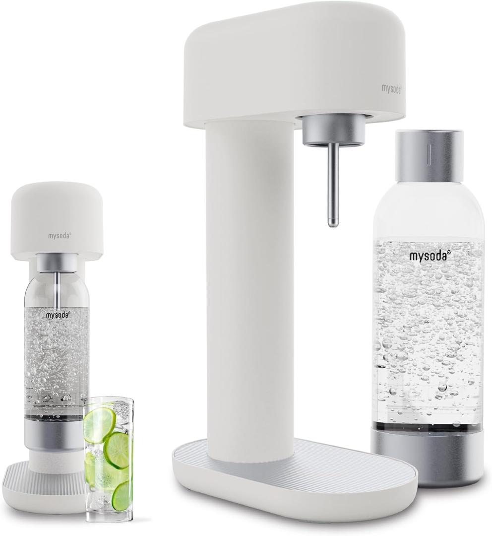Ruby 2 Sparkling Water Maker - Soda Streaming Machine Silent Carbonated Water Machine Robust Long-Lasting Aluminium Soda Maker 1L Water Bottle Without CO2 Cylinder - Colour White Soda Machine