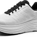 NORTIV 8 Women's Walking Shoes Cushion Running Tennis Shoes Active Float Non-Slip Comfortable Breathable Workout Gym Sports Athletic Fashion Sneakers (6.5, White)