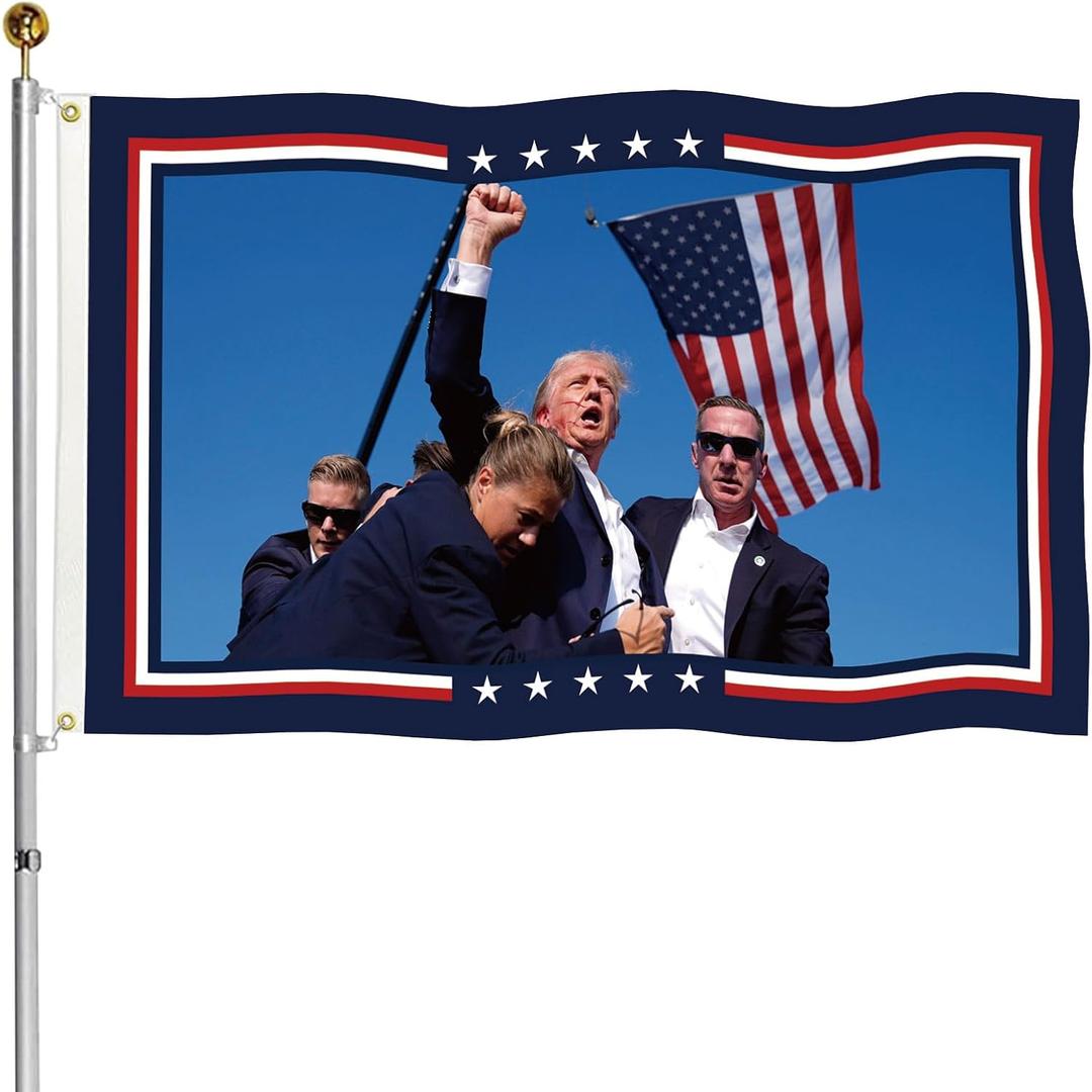 Heavy Duty 3 Ply Patriotic Flag 3x5 FT - Double Sided Outdoor Flags, Heavy Duty Warp-Knitted Polyester, Fade & UV Resistant, 4 & 6 Row Stitching, Ultra-Thick Canvas Header, Reinforced Brass Grommets - Wont Fall Off